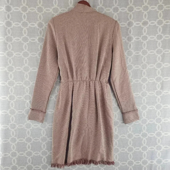 Vintage EXPO Made in U.S.A Wrap Long Sleeve Fringe Hem Pattern Dress 8 - Picture 2 of 12